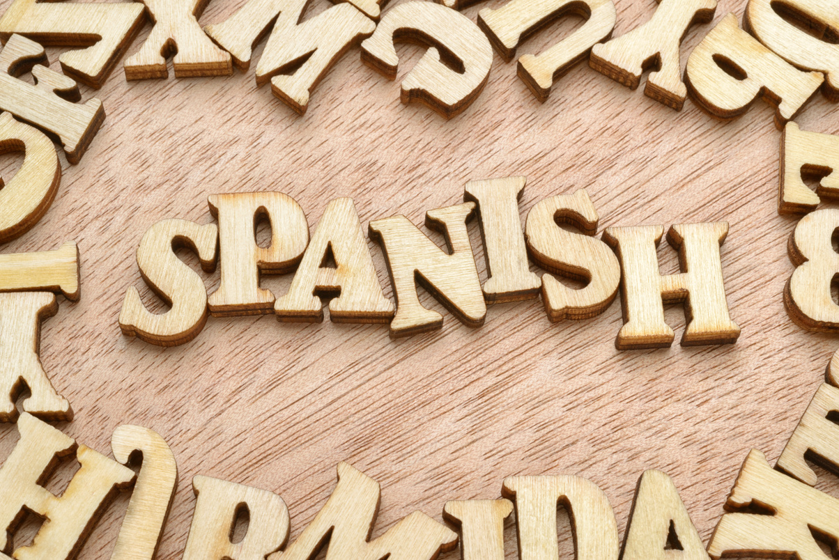 Spanish word. Learning language concept